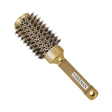 Round Brush for Blow Out,Boar Bristle Hair Brushes Women Gold