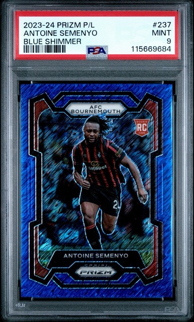 2023-24 Panini Prizm EPL Antoine Semenyo Blue Shimmer /8 PSA 9 Rookie #237