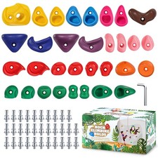 TOPNEW 32 Rock Climbing Holds Multi Size for Kids, Adult Rock Wall Holds