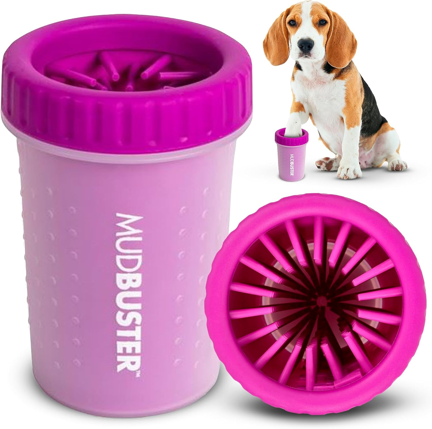 MudBuster Portable Dog Paw Washer/Paw Cleaner, Medium, Fuchsia