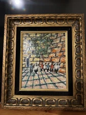 Vintage Art Painting by Mark Moses Using Enamel Copper Jerusalem 
