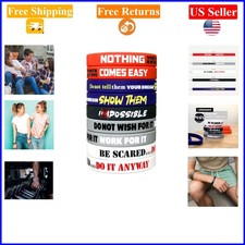 12 Pack Unisex 8  Silicone Motivational Wristbands with Inspirational Quotes