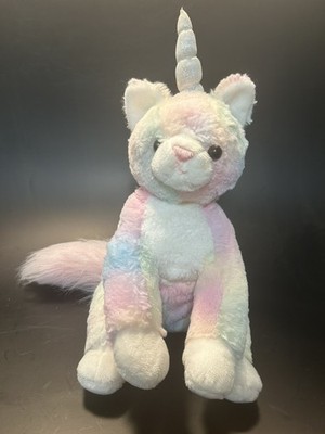 Shimmer Unicorn Cat Plush Stuffed Animal 12'' Gund Pastel Tie Dye Pink Tail