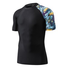 Men's Splice UV Sun Protection UPF 50 Skins Rash Guard Short Sleeves HeyTouc...