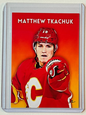 Matthew Tkachuk Limited Edition Artist Signed ''Calgary Flames'' Trading Card 2/10