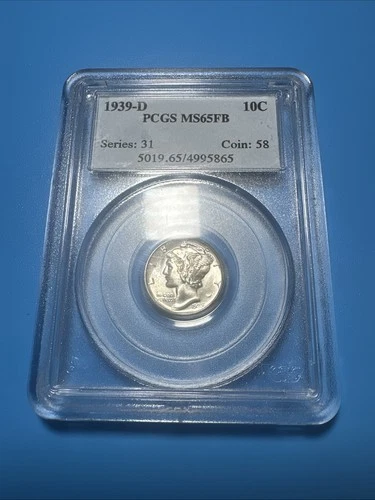 1939-D Mercury Dime MS65 FB PCGS Blue Label 💥 Blast White 💥(615)