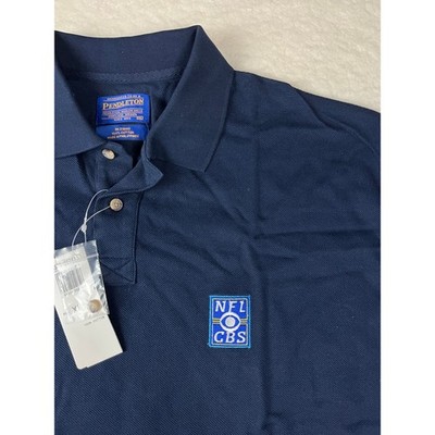 Pendleton Men's Navy Blue Polo Shirt NFL CBS Logo Short Sleeve 100% Cotton XL