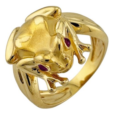 Carrera y Carrera Ring US 6 1/8 EU52 K18 Gelbgold Rubin Frosch gebraucht