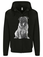 A Happy Pug Funny Dog Funny Mens Zip Up Hoodie