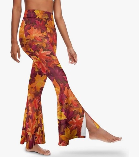 Buybai Damen High Waist Flared Slit Yoga Hose Blätter Größe Medium - Bild 1 von 5