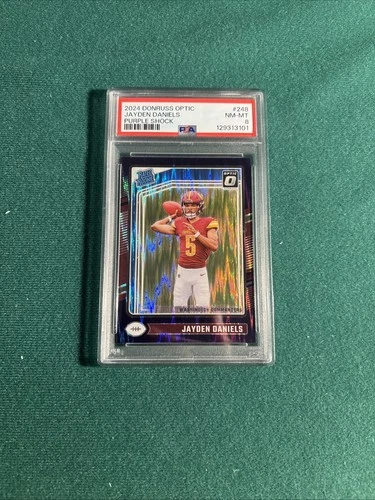 2024 Panini Donruss Optic Rookie Jayden Daniels #248 Purple Shock Prizm PSA 8