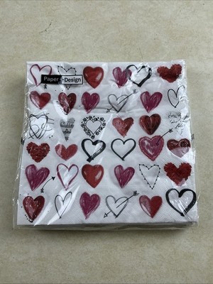 Paper Napkins Cupids arrow heart 20-count Tissue Napkins 33cm X 33cm 13  X 13 