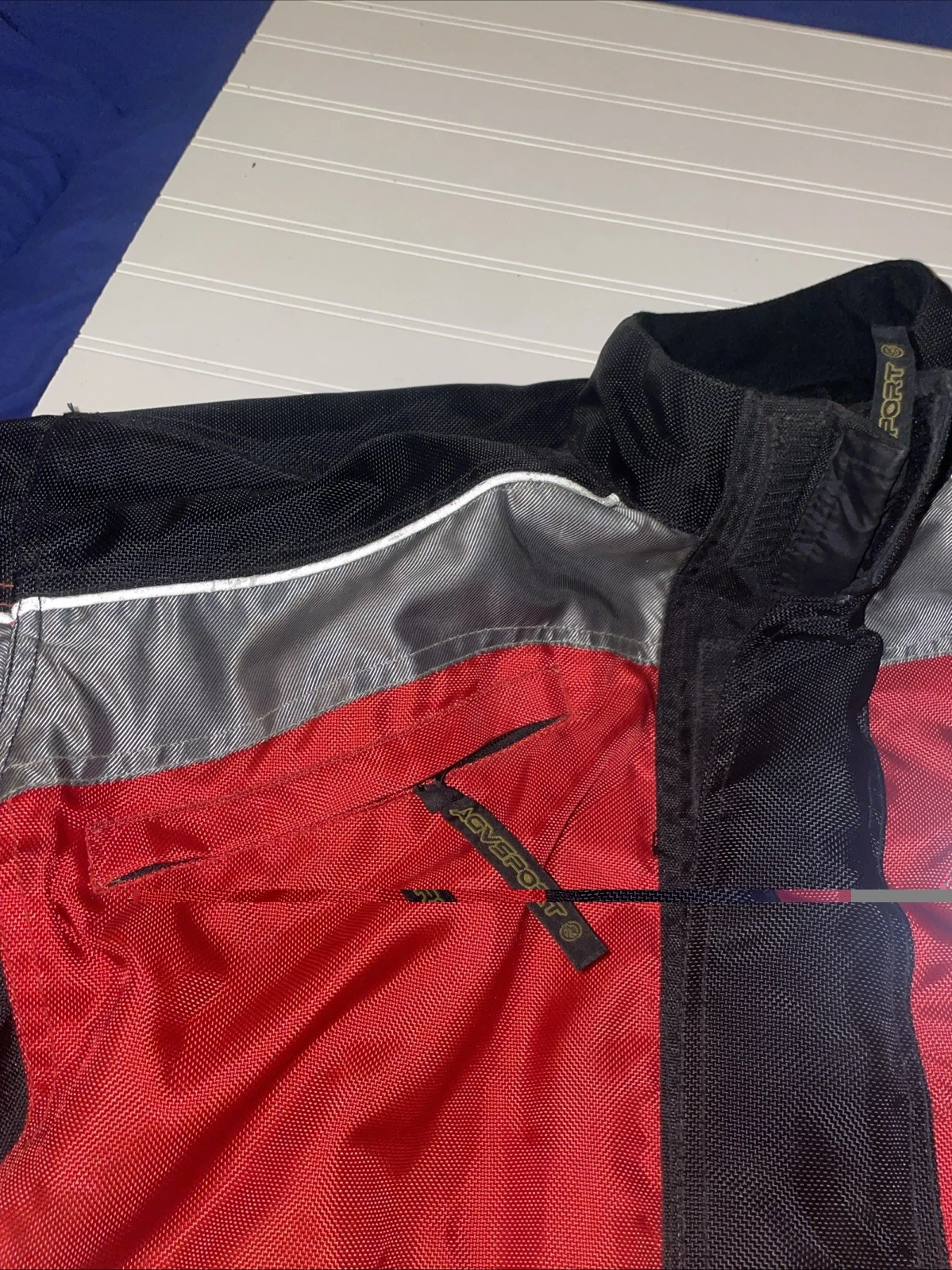 AGV Sport Motorcycle Jacket Men's XL Black Red Zip Heavy Nylon Polyester - product detail image 8