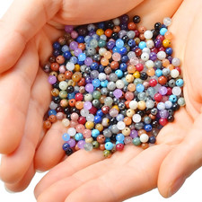 4mm Natural Mixed Materials Gemstones Beads Tiny Spacer Round Loose Beads Jew...