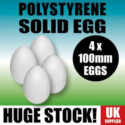 LIFESTYLE CHECKOUT 100mm (10cm) POLYSTYRENE EGGS Kids Easter Crafting Hanging - Various Packs of 4