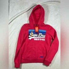 Brand New Women  s SuperDry Medium red Vintage California Hoodie My Wave Sweater