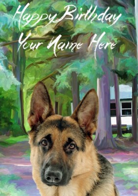 German Shephard A5 personalisierte Grußkarte Geburtstag Kindermädchen Mama Vater PIDCAT1