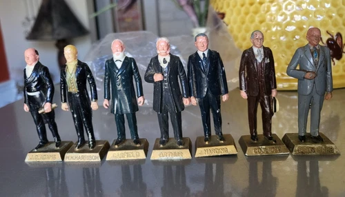Vintage 7 plastic MARX Presidents 2.75" Figurines Lot Eisenhower Adams Harrison