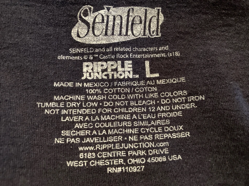 Ripple Junction SEINFELD Blue Short T-Shirt Official Licensed TV Show Mens Large - Image 4 of 4