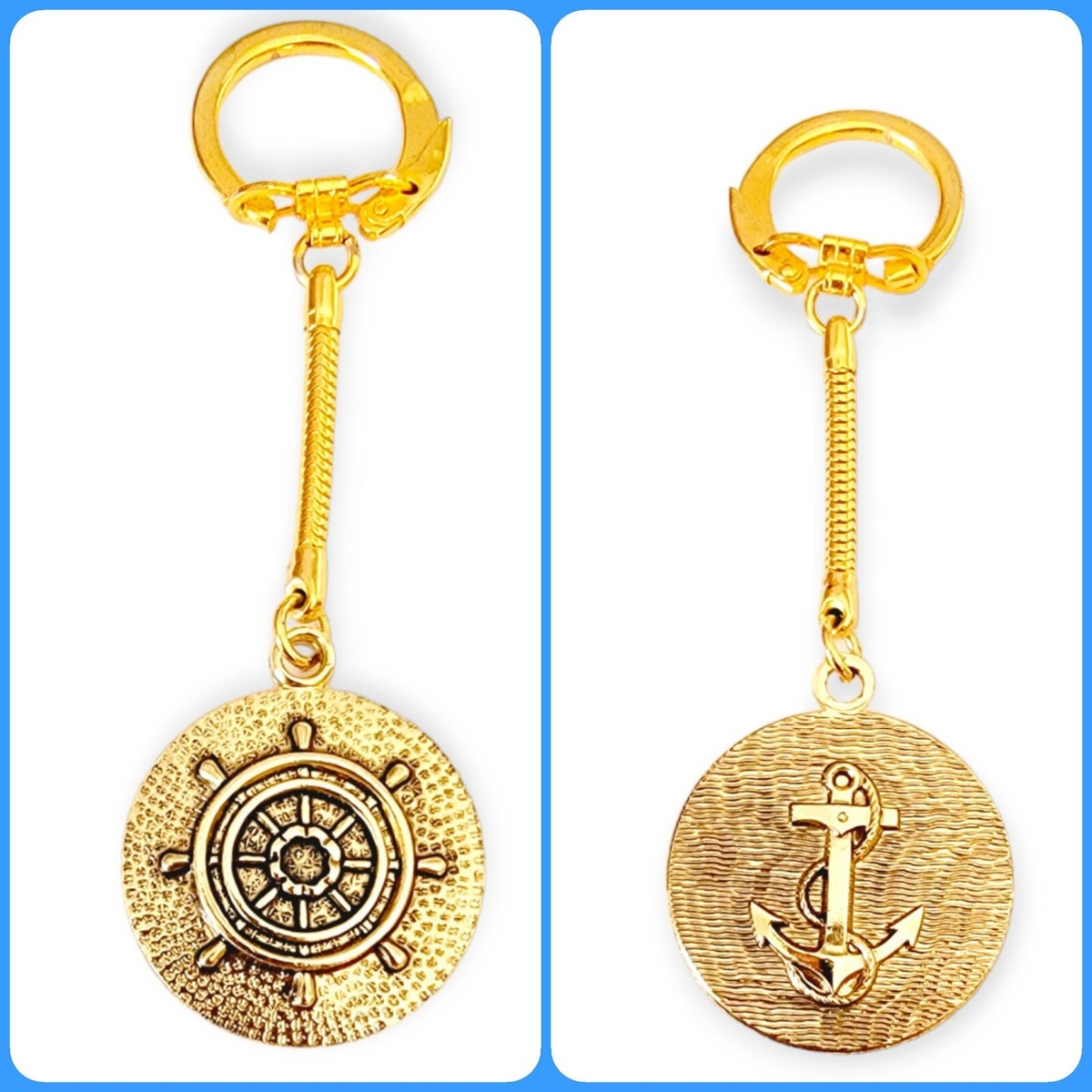 Anchor And Wheel Keychain For Couple Sailing Away Together