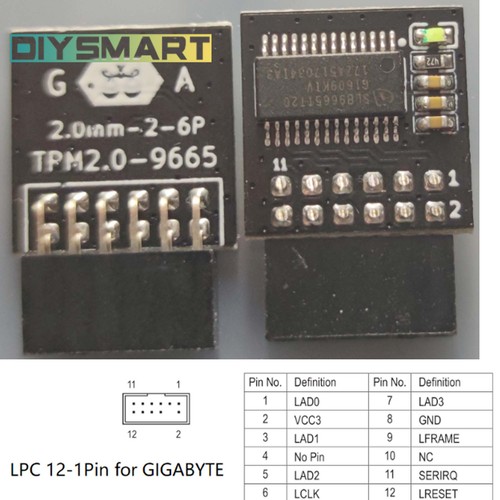 TPM 2.0 Encryption Security LPC Module Supports Version 12/14//18pin High qaul - Afbeelding 8 van 37