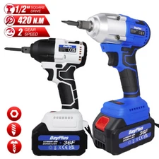1/2'' Electric Impact Wrench Cordless Brushless Gun Battery Driver Drill Tool