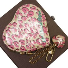LOUIS VUITTON Portmonte Coeur Leopard Coin Purse Bag Charm Key Ring Excellent