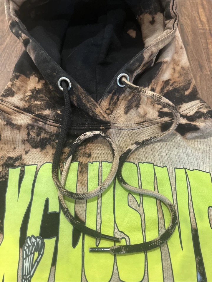 Skateboarding Xclusive Hoodie Brown Tie Dye Sz M Bleached Pullover Sweatshirt - Image 3 of 4