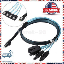 Slim Line SAS4.0 SFF-8654 38pin Host to 4-SATA 7Pin Target HDD Fanout Raid Cable