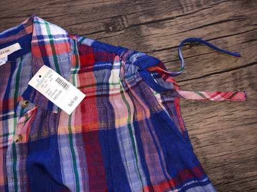 NWT Maurices Size Medium Plaid Button Up Sleeveless Blouse Top Summer 4th July - Picture 2 of 8