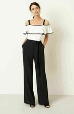 Eliza J Ruffle Jumpsuit Plus Sz 22W Black Ivory