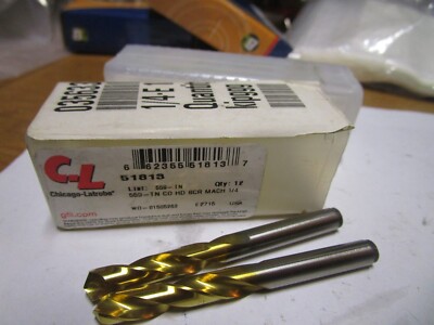 Screw Machine Drill Bit 1/4'' Size 135 Degrees Point Angle Cobalt TiN QTY 2