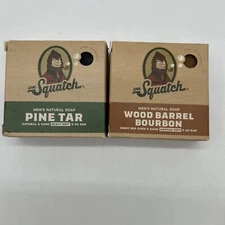 New! Lot Of 2 Dr. Squatch Men’s Natural Soap Wood Barrel Bourbon & Pine Tar
