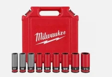 Milwaukee Lug Nut Wheel Socket Set SHOCKWAVE 1/2" SAE & Metric 9 PC 49-66-7832 