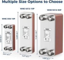 ALORAIR 10-40P 4"x12" Brazed Plate Heat Exchanger, 1" MPT Ports, 316L St.Steel