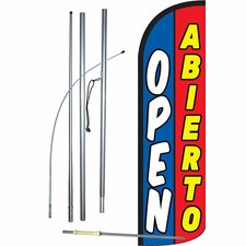 Open Abierto Flag Flutter Feather Banner Swooper Extra Wide Windless Bundle Kit