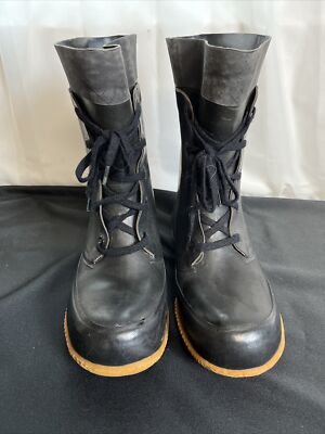 HOOD US Military Issue Black Rubber Lace Up Boots Size 7D | eBay display picture 2