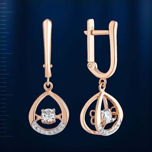 "Ohrringe Ohrschmuck Mit Echten \"Tanzenden\" Brillanten Rosegold 585 14Kt Neu"-image