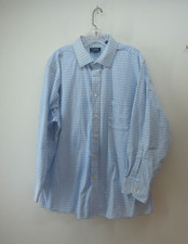 Chaps Mens Shirt Size 17.5 32/33 Button Up Blue Long Sleeve