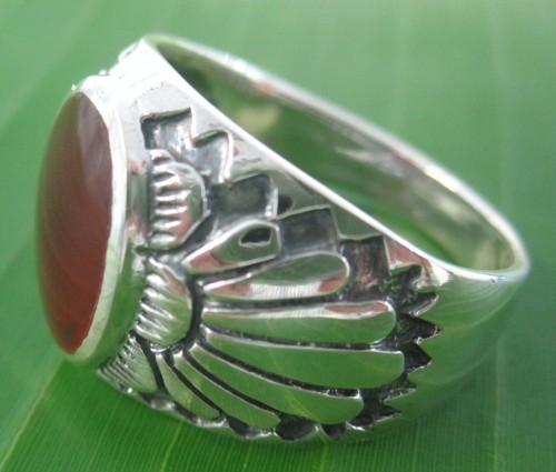 100% 925 sterling silver Red AGATE Turquoise BLACK ONYX OVAL Men Ring P R T V Z - Picture 27 of 30