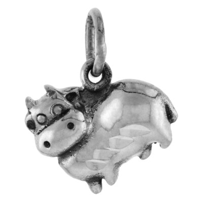 925 Sterlingsilber dicke Kuh Anhänger oxidierte Oberfläche 5/8 (16 mm) Zoll breit