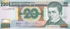 Honduras, 20 Lempiras, 2003, UNC, p 87b , Serial Number: AT / 0898810