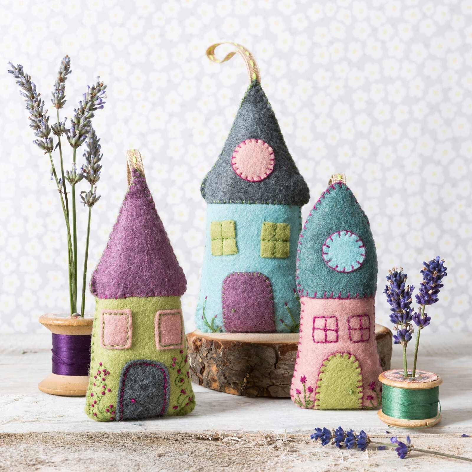 Felt Lavender Houses Sewing Craft Kit by Corinne Lapierre