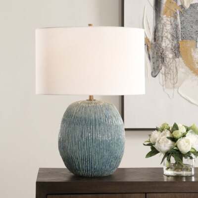 NEW ELYSIA MODERN TABLE LAMP CRAFTED FROM GLAZE CERAMIC UTTERMOST 30455