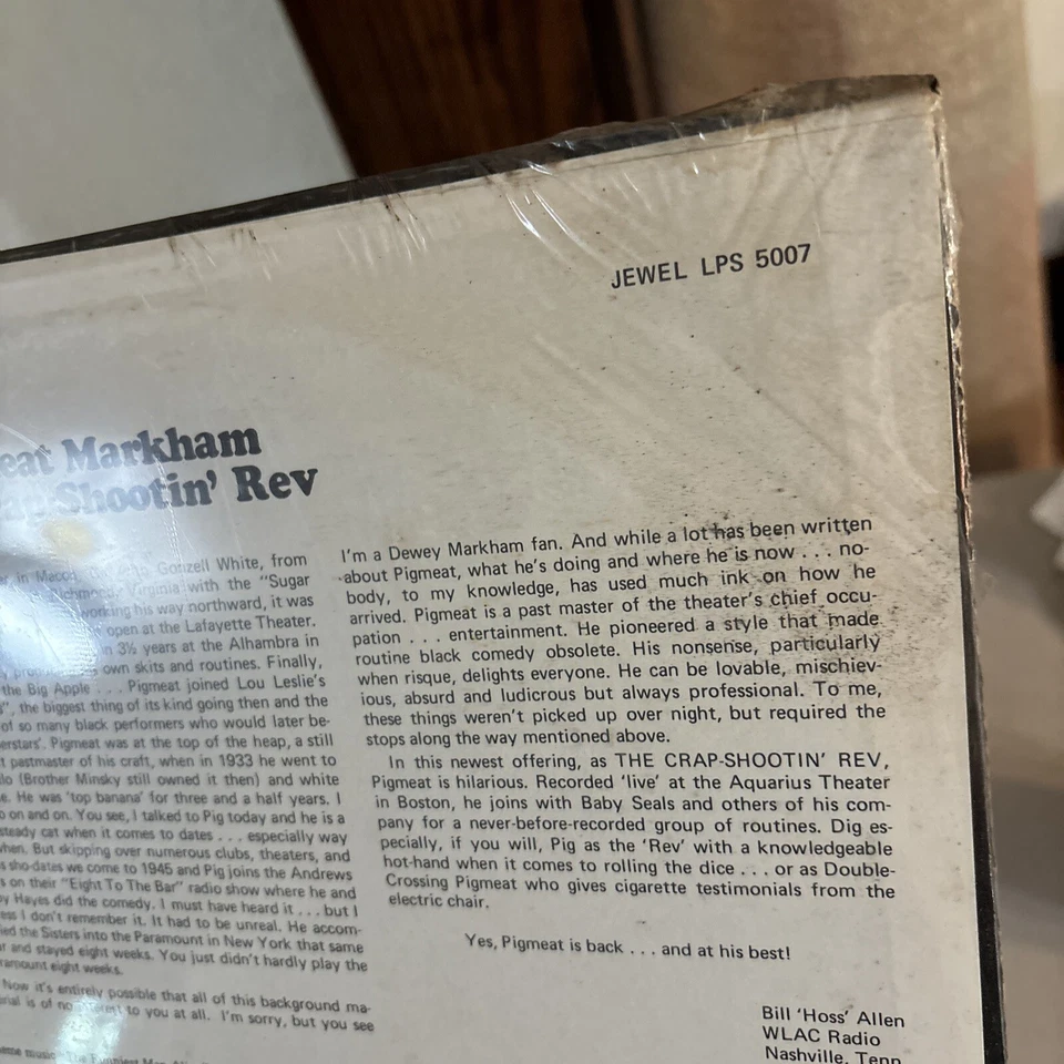 Pigmeat Markham – The Crap-Shootin' Rev 1972 NM Jewel Records – LPS 5007, Sealed - Image 4 of 4