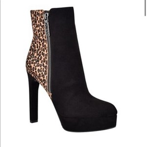 black leopard booties