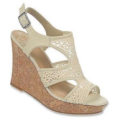 NEW Women's Fergalicious ''Kammi''  CREAM  cork wedge SHOE SIZE 11 M ... WOW