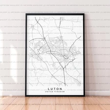 Unframed Luton Map Poster Print Luton United Kingdom Map Print Minimalist Art