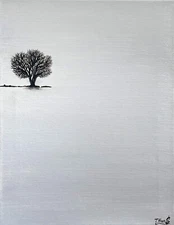 Original abstract acrylic Landscape painting "The Guardian", 11"x14"x0.75"