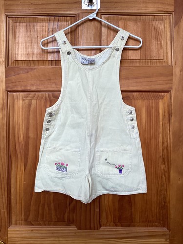 BADGE Size 10 Overall Shorts Tulip Pockets Yellow Cotton Girls Shortalls 30”x 3” - Picture 17 of 21
